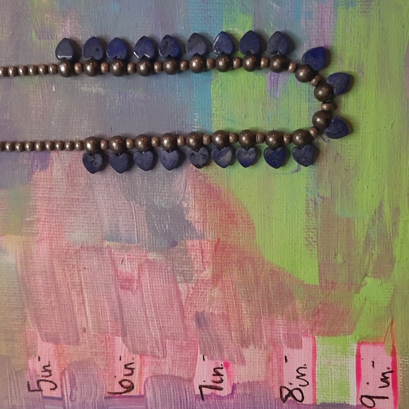 Vintage sterling silver Navajo pearls with heart Lapis stones - Picture 3 of 5